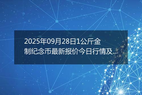 2025年09月28日1公斤金制纪念币最新报价今日行情及实时市场价多少元一个