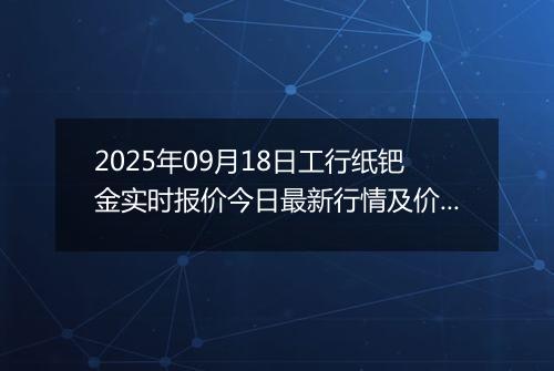 2025年09月18日工行纸钯金实时报价今日最新行情及价格多少一克