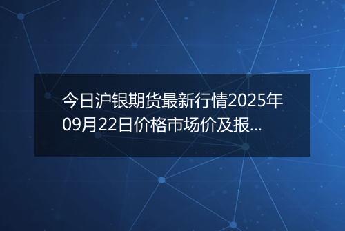 今日沪银期货最新行情2025年09月22日价格市场价及报价多少一克