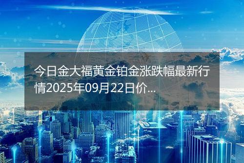 今日金大福黄金铂金涨跌幅最新行情2025年09月22日价格多少一克