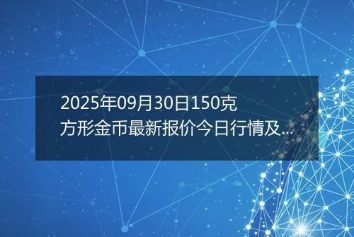 2025年09月30日150克方形金币最新报价今日行情及实时市场价多少元一个