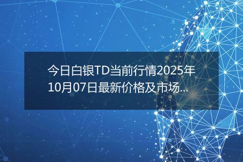 今日白银TD当前行情2025年10月07日最新价格及市场价多少钱一克
