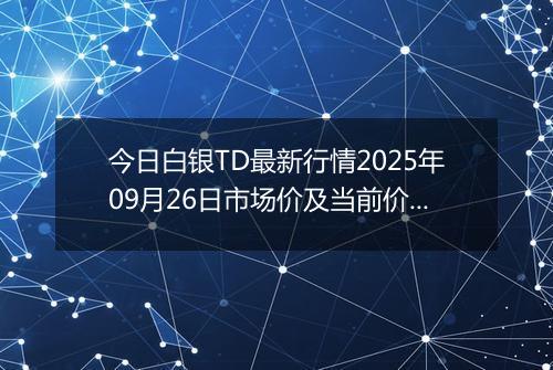 今日白银TD最新行情2025年09月26日市场价及当前价格多少一克