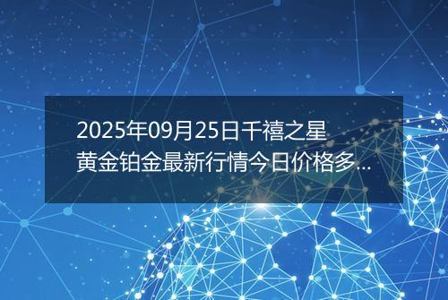 2025年09月25日千禧之星黄金铂金最新行情今日价格多少元一克及涨跌幅