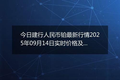 今日建行人民币铂最新行情2025年09月14日实时价格及报价多少元一克
