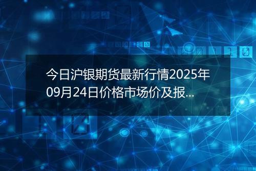 今日沪银期货最新行情2025年09月24日价格市场价及报价多少一克