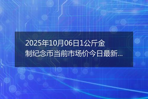 2025年10月06日1公斤金制纪念币当前市场价今日最新行情及报价多少元一个