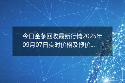 今日金条回收最新行情2025年09月07日实时价格及报价多少元一克