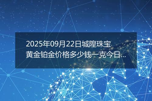 2025年09月22日城隍珠宝黄金铂金价格多少钱一克今日最新行情及涨跌幅