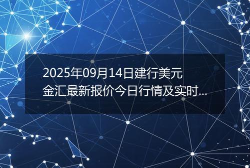 2025年09月14日建行美元金汇最新报价今日行情及实时市场价多少美元一盎司