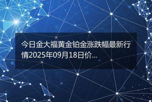 今日金大福黄金铂金涨跌幅最新行情2025年09月18日价格多少钱一克