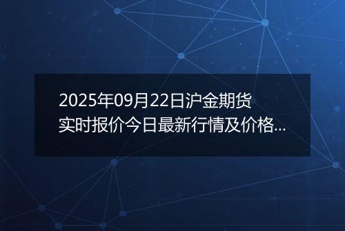 2025年09月22日沪金期货实时报价今日最新行情及价格多少元一克