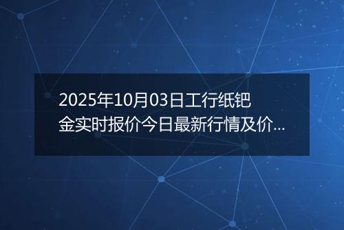 2025年10月03日工行纸钯金实时报价今日最新行情及价格多少元一克