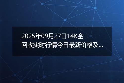 2025年09月27日14K金回收实时行情今日最新价格及当前报价多少元一克