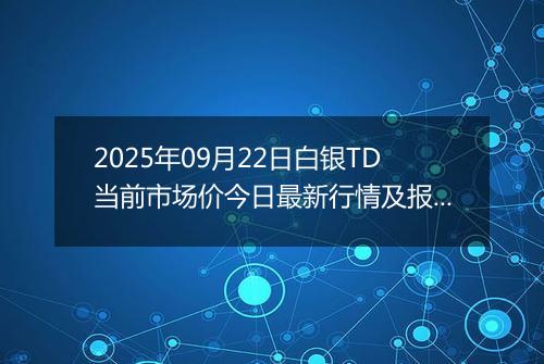 2025年09月22日白银TD当前市场价今日最新行情及报价多少一克