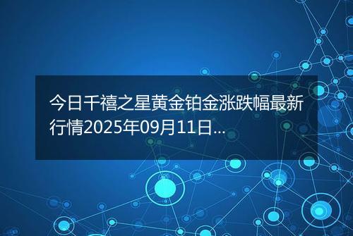 今日千禧之星黄金铂金涨跌幅最新行情2025年09月11日价格多少一克
