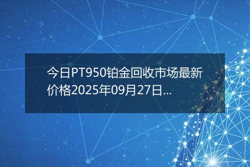今日PT950铂金回收市场最新价格2025年09月27日行情及报价多少元一克