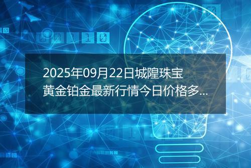 2025年09月22日城隍珠宝黄金铂金最新行情今日价格多少钱一克及涨跌幅