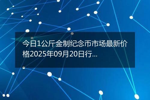 今日1公斤金制纪念币市场最新价格2025年09月20日行情及报价多少元一个