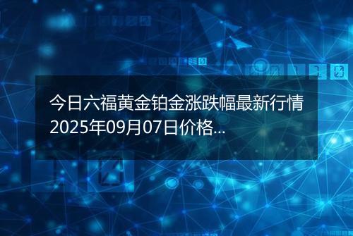 今日六福黄金铂金涨跌幅最新行情2025年09月07日价格多少钱一克
