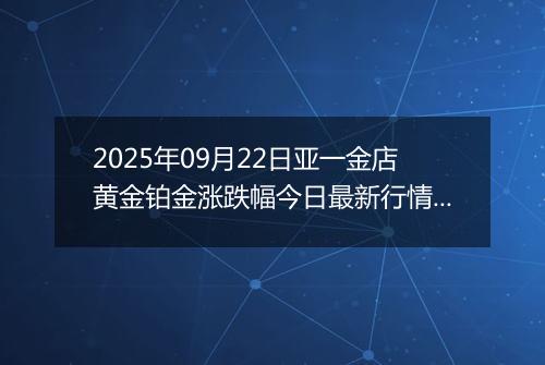 2025年09月22日亚一金店黄金铂金涨跌幅今日最新行情及价格多少一克