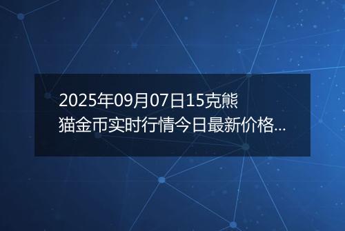2025年09月07日15克熊猫金币实时行情今日最新价格及当前报价多少元一个