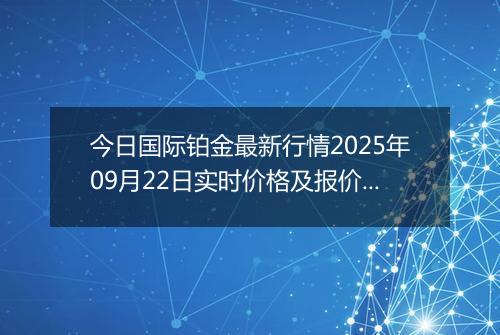 今日国际铂金最新行情2025年09月22日实时价格及报价多少美元一盎司