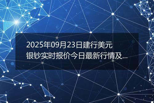 2025年09月23日建行美元银钞实时报价今日最新行情及价格多少美元一盎司