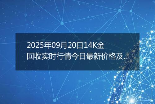 2025年09月20日14K金回收实时行情今日最新价格及当前报价多少一克