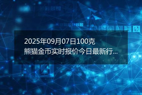 2025年09月07日100克熊猫金币实时报价今日最新行情及价格多少元一个