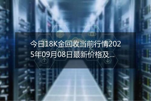 今日18K金回收当前行情2025年09月08日最新价格及市场价多少元一克