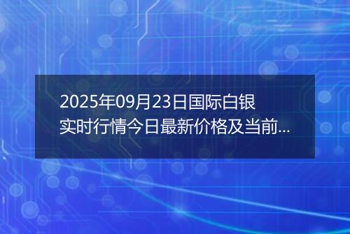 2025年09月23日国际白银实时行情今日最新价格及当前报价多少美元一盎司