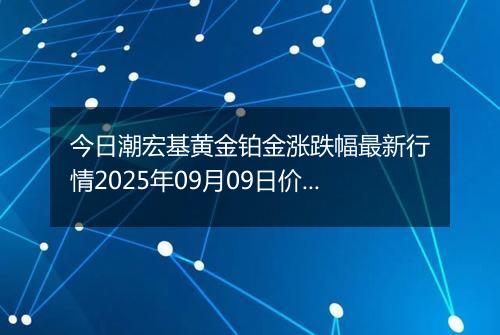 今日潮宏基黄金铂金涨跌幅最新行情2025年09月09日价格多少钱一克