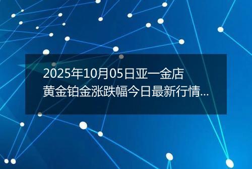 2025年10月05日亚一金店黄金铂金涨跌幅今日最新行情及价格多少元一克