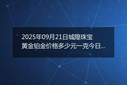 2025年09月21日城隍珠宝黄金铂金价格多少元一克今日最新行情及涨跌幅