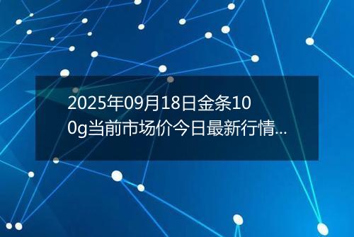 2025年09月18日金条100g当前市场价今日最新行情及报价多少元一克