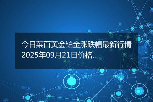 今日菜百黄金铂金涨跌幅最新行情2025年09月21日价格多少元一克