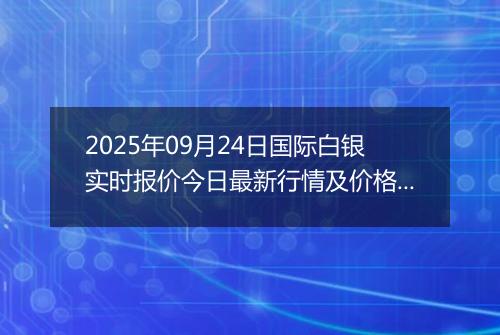 2025年09月24日国际白银实时报价今日最新行情及价格多少美元一盎司