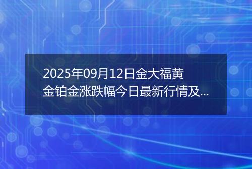 2025年09月12日金大福黄金铂金涨跌幅今日最新行情及价格多少钱一克