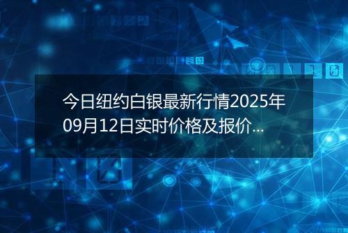 今日纽约白银最新行情2025年09月12日实时价格及报价多少美元一盎司