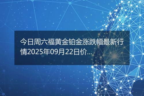 今日周六福黄金铂金涨跌幅最新行情2025年09月22日价格多少一克