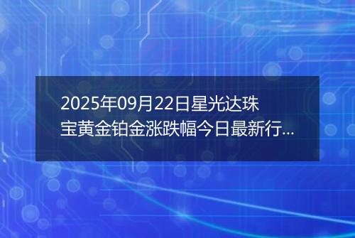 2025年09月22日星光达珠宝黄金铂金涨跌幅今日最新行情及价格多少一克