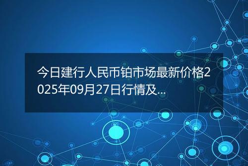 今日建行人民币铂市场最新价格2025年09月27日行情及报价多少钱一克