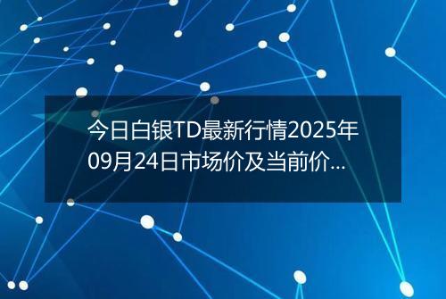今日白银TD最新行情2025年09月24日市场价及当前价格多少一克