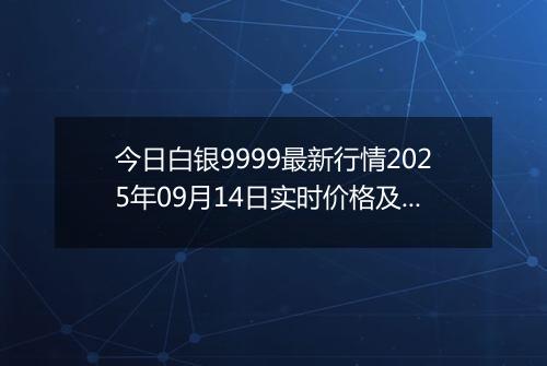 今日白银9999最新行情2025年09月14日实时价格及报价多少钱一克