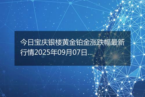 今日宝庆银楼黄金铂金涨跌幅最新行情2025年09月07日价格多少元一克