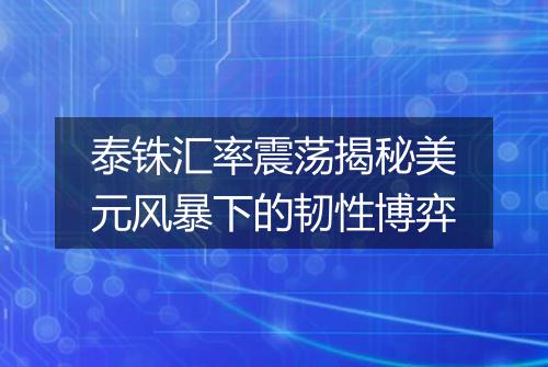泰铢汇率震荡揭秘美元风暴下的韧性博弈